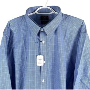 UNTUCKit Morellino Luxe Shirt Mens 3XL Blue Glen Plaid Cotton Wrinkle Free NEW